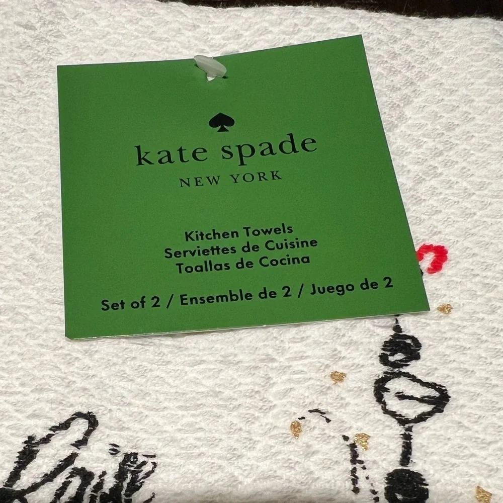 Kate Spade NY Santa Bottoms Up Raise A Glass Kitchen Dish Towels